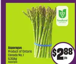 Chalo FreshCo Asparagus Product of Ontario Canada No. 1 6.35/kg offer