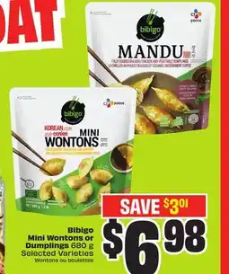 Chalo FreshCo Bibigo Mini Wontons or Dumplings 680 g Selected Varieties offer