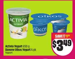 Chalo FreshCo Activia Yogurt 650 g Danone Oîkos Yogurt 4 pk offer