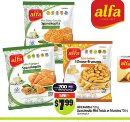 Chalo FreshCo Alfa Rollitos 750 g, Spanakopita Mini Twists or Triangles 700 g offer