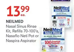 Remedy's RX NEILMED Nasal Sinus Rinse Kit, Refills 70-100' s, Nasaflo Neti Pot or Naspira Aspirator offer