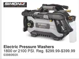 PartSource Simoniz Electric Pressure Washers offer