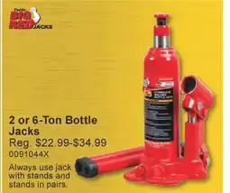 PartSource Torin Big Red 2 or 6-Ton Bottle Jacks offer