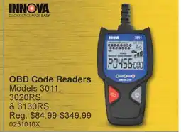 PartSource INNOVA OBD Code Readers offer