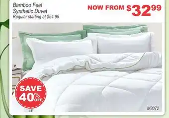 Oxford Mills Bamboo Feel Synthetic Duvet offer