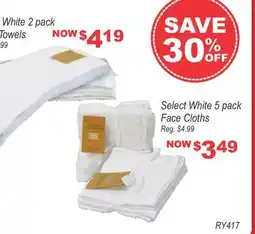 Oxford Mills Select White 5 pack Face Cloths offer