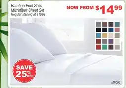 Oxford Mills Bamboo Feel Solid Microfiber Sheet Set offer