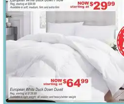 Oxford Mills European White Duck Down Duvet offer