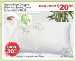 Oxford Mills Memory Foam Chopped Pillow with Bamboo Cover offer