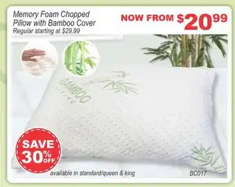 Oxford Mills Memory Foam Chopped Pillow with Bamboo Cover offer