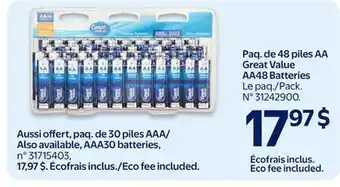 Walmart Great Value AA48 Batteries offer
