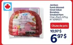 Walmart Great Value Boneless Smoked Ham offer