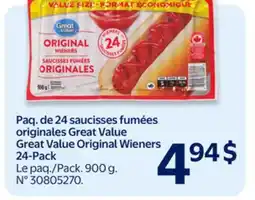 Walmart Great Value Original Wieners 24-Pack offer