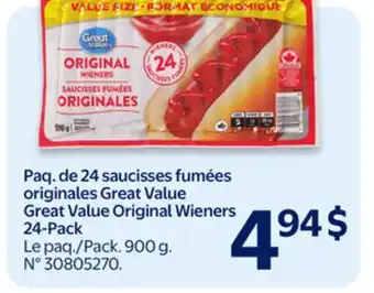 Walmart Great Value Original Wieners 24-Pack offer