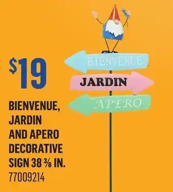 Canac Bienvenue, Jardin and Apero Decorative Sign 38 3/8 in offer