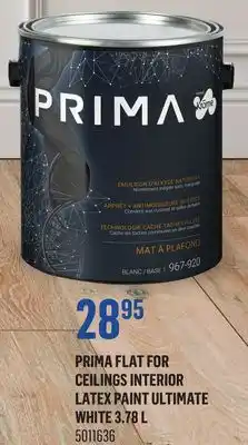 Canac Prima Flat for Ceilings Interior Latex Paint Ultimate White 3.78 L offer