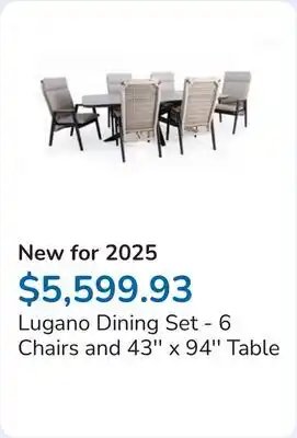 Club Piscine Lugano Dining Set - 6 Chairs and 43'' x 94'' Table offer