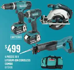 Canac 4 Pieces 18 V Lithium-Ion Cordless Combo offer