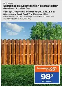 Patrick Morin Brown Treated Wood Fence Panel offer