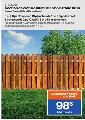 Patrick Morin Brown Treated Wood Fence Panel offer