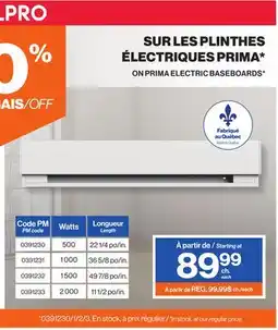 Patrick Morin PRIMA ELECTRIC BASEBOARDS offer