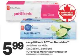 L'Intermarché eau pétillante PC ou Menu bleu ou Menu bleu, 12 x 355 mL offer