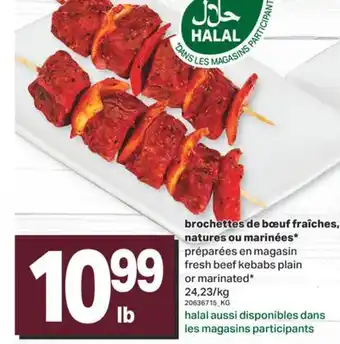 L'Intermarché BROCHETTES DE BŒUF FRAÎCHES, NATURES OU MARINÉES offer
