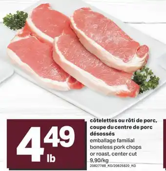 L'Intermarché CÔTELETTES OU RÔTI DE PORC, COUPE DU CENTRE DE PORC DÉSOSSÉS offer
