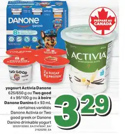 L'Intermarché YOGOURT 625/650 G OU 625/650 G OU 4 X 95/100 G OU À BOIRE DANONE DANINO 6 X 93 ML offer
