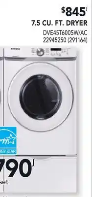 RONA SAMSUNG 7.5 CU. FT. DRYER offer