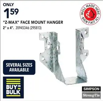 RONA SIMPSON STRONG-TIE Z-MAX FACE MOUNT HANGER offer