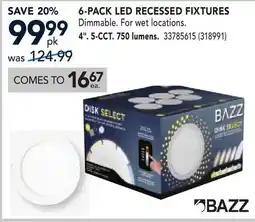 RONA 6-PACK LED RECESSED FIXTURES 4. 5-CCT. 750 lumens offer