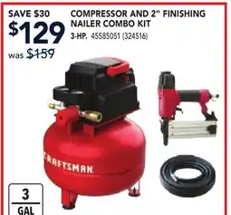 RONA CRAFTSMAN COMPRESSOR AND 2 FINISHING NAILER COMBO KIT offer