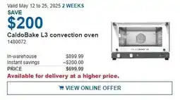 Costco CaldoBake L3 convection oven offer
