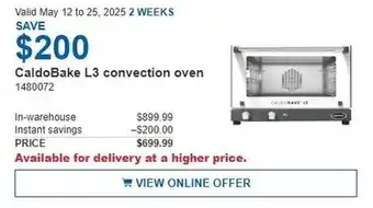 Costco CaldoBake L3 convection oven offer