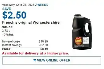 Costco French's original Worcestershire sauce offer
