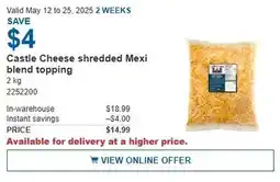 Costco Castle Cheese shredded Mexi blend topping offer