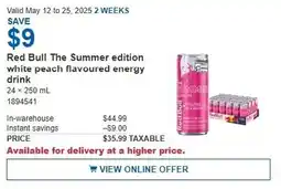 Costco Red bull the summer edition white peach flavoured energy drink offer
