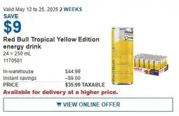 Costco Red bull tropical yellow edition energy drink offer