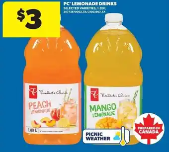 Real Canadian Superstore PC lemonade drinks offer