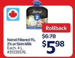 Walmart Natrel Filtered Milk offer