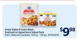 Walmart Great Value Frozen Meat, Seafood or Appetizers Value Pack offer