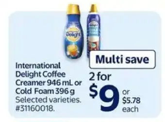 Walmart International Delight Coffee Creamer or Cold Foam offer