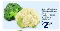Walmart Broccoli Stalks or White Cauliflower offer