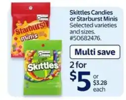 Walmart Skittles Candies or Starburst Minis offer