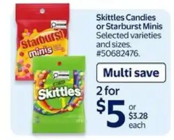 Walmart Skittles Candies or Starburst Minis offer