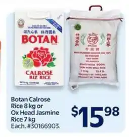 Walmart Botan Calrose Rice 8 kg or Ox Head Jasmine Rice 7 kg offer