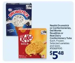 Walmart Nestlé Drumstick or Confectioneries, Del Monte Novelties or Real Dairy Confectionery Tubs offer