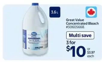 Walmart Great Value Concentrated Bleach offer