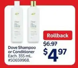Walmart Dove Shampoo or Conditioner offer